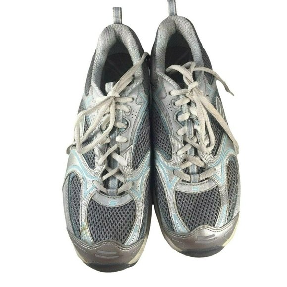 Skechers Shape Ups 12320 Silver Blue Leather Toning Rocker Walking Shoes Sz 7.5 - Picture 12 of 12